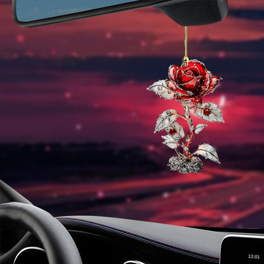 Red Rose 2D Car Pendant
