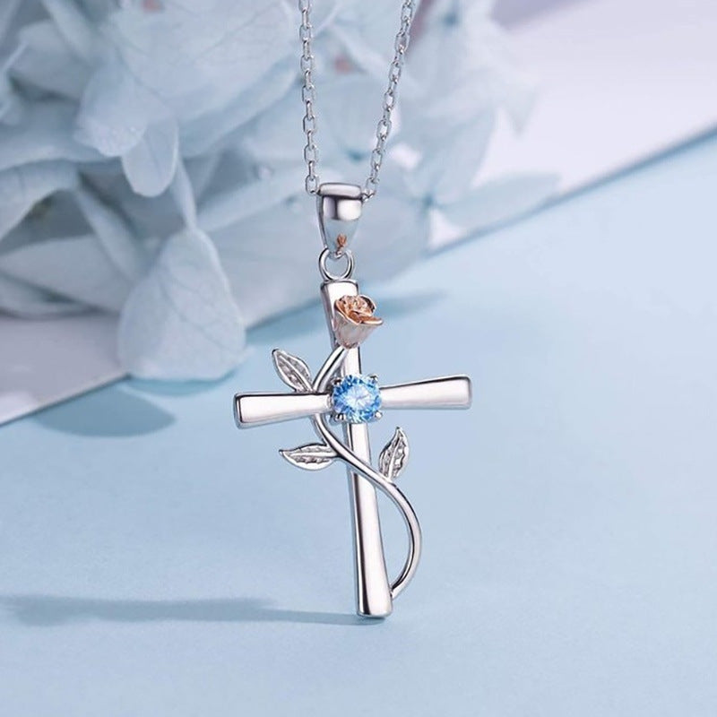 Rose Cross Necklace