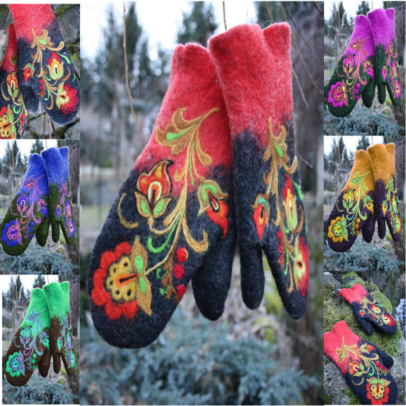Embroidered Winter Gloves