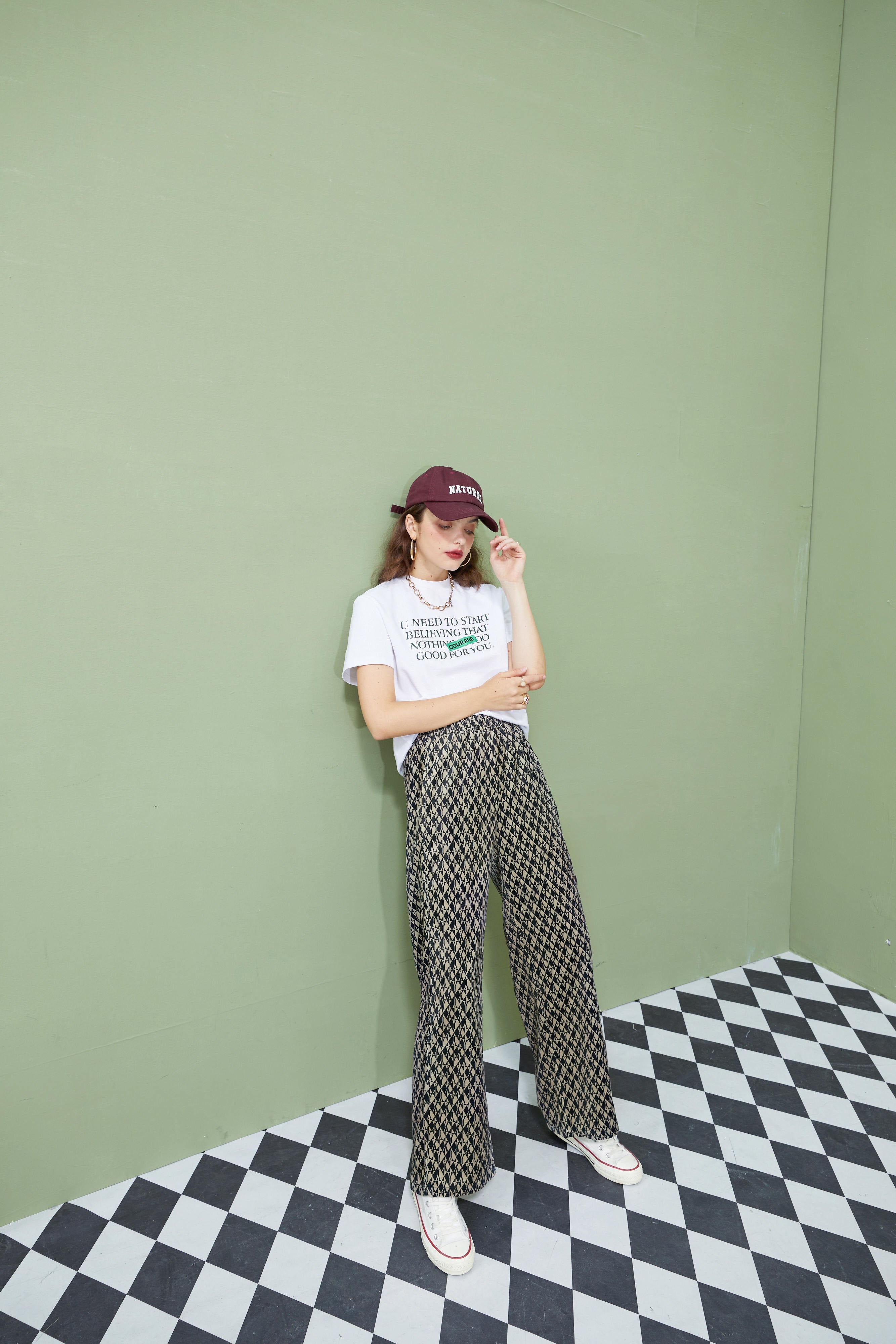 Graphic Print High Waist Casual Wide Leg Pants
